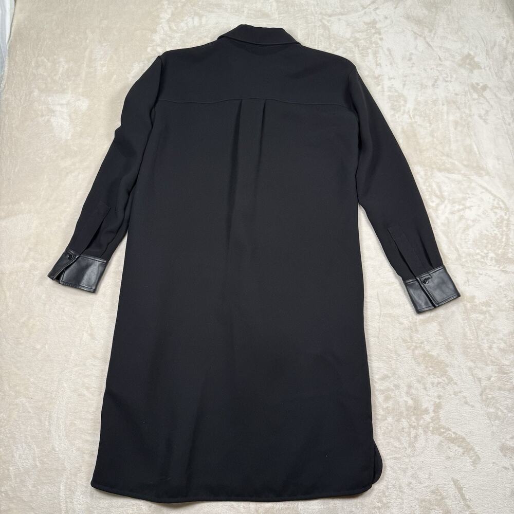 Vince Womens‎ Black Faux Leather Trim Knee Length Shirt Shift Dress Size XS - Picture 4 of 8